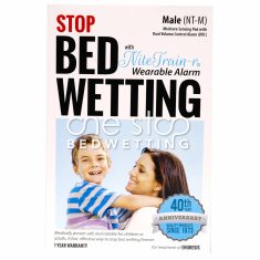 Nite Train r bedwetting alarm box front male One Stop Bedwetting min