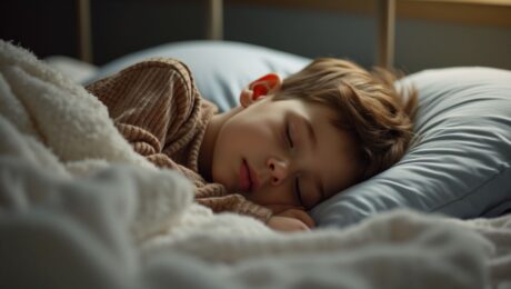 a young boy sleeoing in his bed a young boy sleeoing in his bed